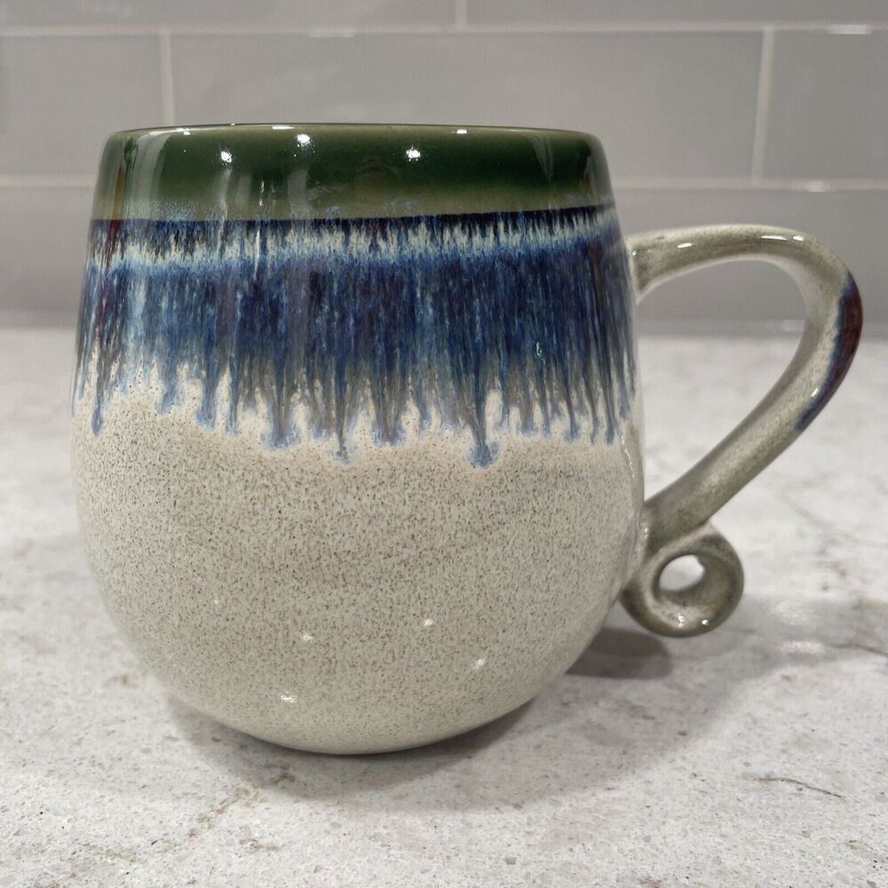 Meritage Green Blue Cream Mt Lexington Stoneware Ceramic 20oz Stoneware Mug NEW